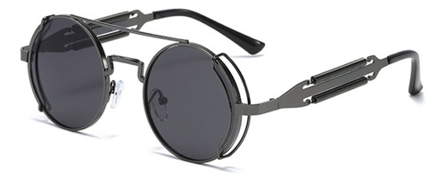 Anteojos de sol Enky Luxury, diseño Gun Black, color plomo/negro con marco de metal, lente de policarbonato, varilla de metal