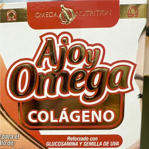 Ajo Y Omega Colágeno Reforzado Glucosamina Omega Nutrition Sabor Sin Sabor