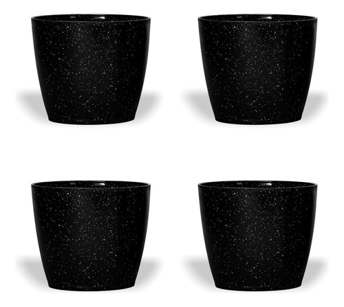 Combo X 4 - Macetas Enlozadas Nórdicas N°22 Negro Nordica Enlozada