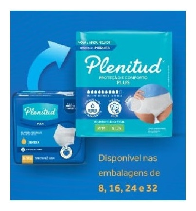 Fraldas Plenitud Plus P M Kit 64 Roupa Intima