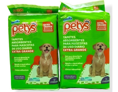 24 Tapetes Petys Extra Grandes Absorbentes Kit Aseo Perros