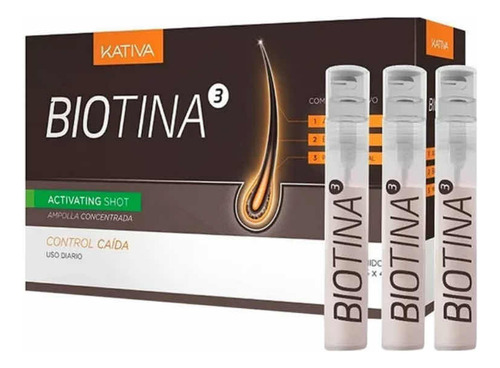 Tratamiento Para Cabello Kativa Biotina 3 Ampolletas De 12ml