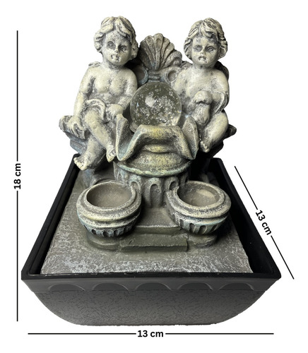 Fuente De Agua Pileta De Agua Querubín 18cm Con Luz