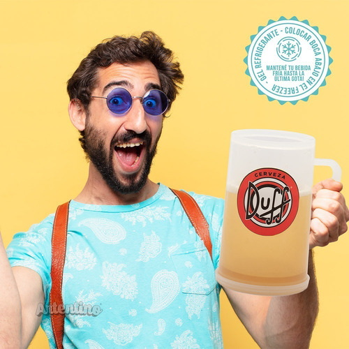 Imagen 3 de 10 de Vaso Chopp Con Gel Refrigerante Frio Cerveza Fernet 1 Litro