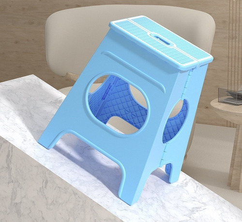 Taburete Plegable Portátil Multifuncional Azul