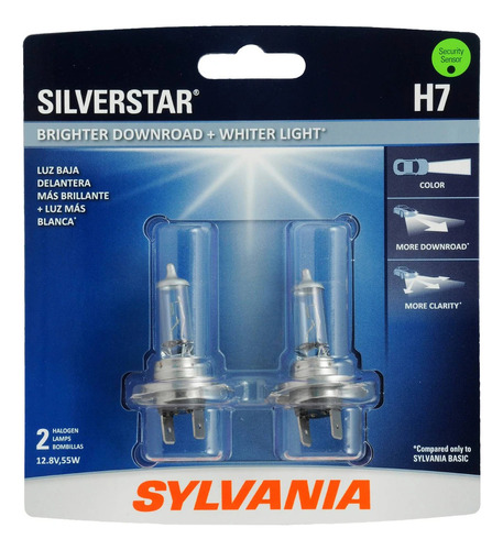 Foco Halógeno De Auto Sylvania Silverstar H7 Luz Blanca 2 Pz