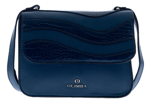 Bolsa Mujer Crossbody Olimba Con Correa 88481 Azul Oscuro Lisa Oro