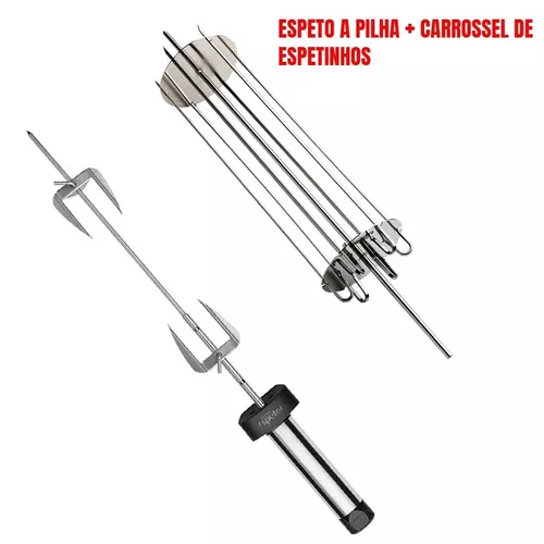 Mandiali e-Shop : Kit Espeto Giratório a Pilha + Carrossel para Espetinho  49 Cm