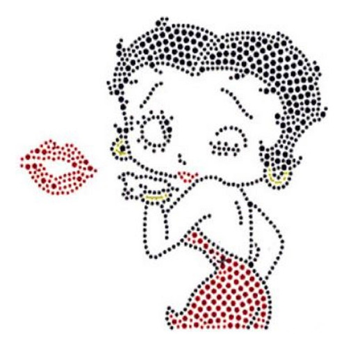 Betty Boop # 3 Rhinestone Hierro Transferencia T Shirt