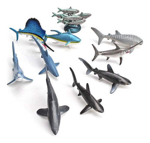 Juguete Set Pez Vela Modelo Animal Gran Tiburón Blanco