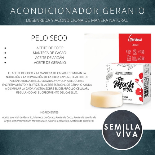 Imagen 3 de 10 de Acondicionador Sólido The Mash Store - Geranio X 80 Gr