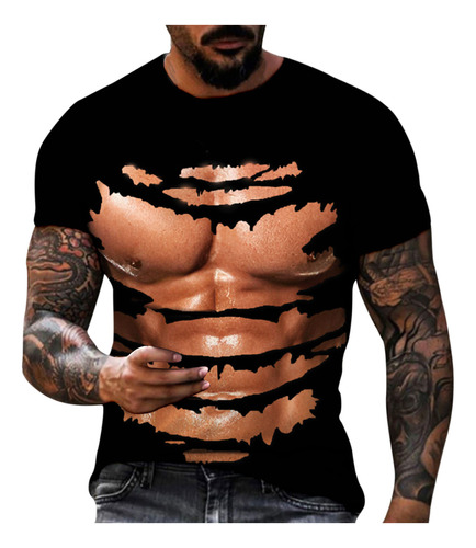 Camiseta F Para Hombre, Casual, Cuello Redondo, Estampado Di