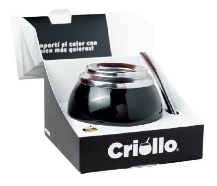 Imagen 3 de 5 de Mate Criollo De Ceramica Bombilla De Acero En Caja De Regalo