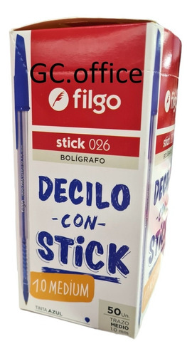 Boligrafo Lapicera Filgo Stick 026 Medium 1mm Caja X 50 Unid