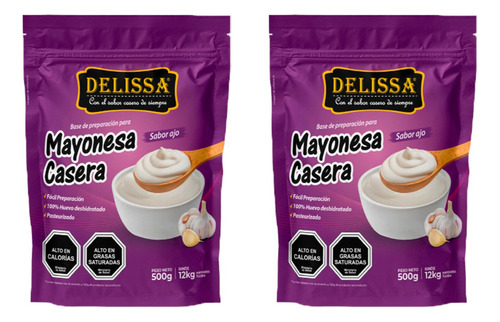 Pack Mayonesa Casera En Polvo Sabor Ajo Delissa 1 Kilo