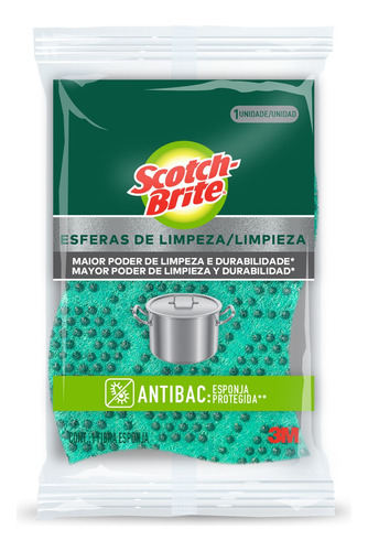 Esponja Scotch-Brite Antibac Esfera de Limpeza de esferas de limpeza verde