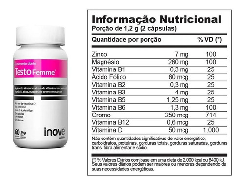 Imagem 2 de 4 de Testofemme Inove Nutrition 60 Caps