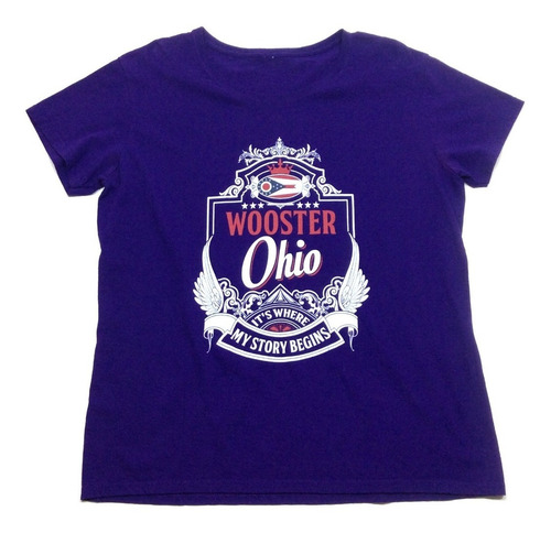 Remera Manga Corta Algodón Violeta Ohio Usa Mujer Talle Xl