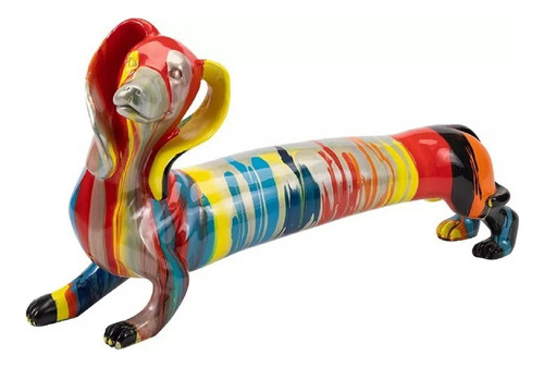 Perro Salchicha Colores Xl Resina Figura Decorativa 