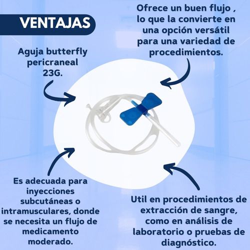 Equipo Pericraneal Aguja Butterfly Mariposa 23g X 50 Un.