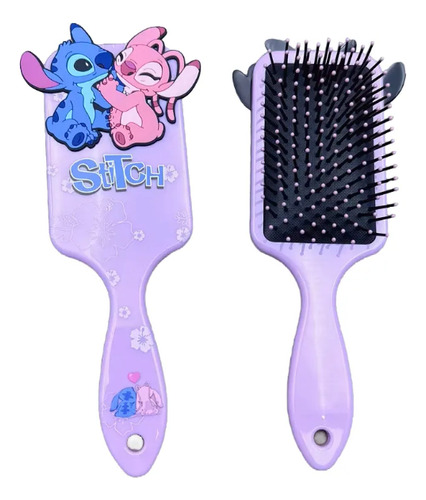 Cepillo Stitch Para Cabello Desenredante Peine Accesorios Lila