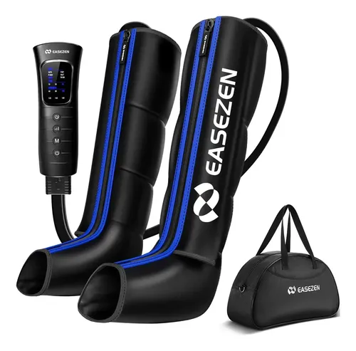 Bota De Compressao Pneumatica Massageador Pes Easezen 6 Modos 6 Intensidades Preto/azul 127/220v Azul/preto