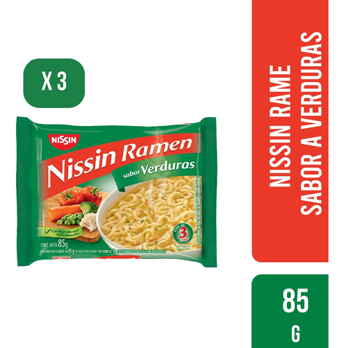 Nissin Ramen Sabor A Verduras 85 Gr X3 Unidades