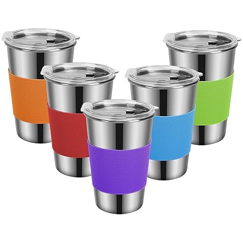 Paquete De 5 Vasos Para Niños Con Tapas De 16 Oz, Vasos De A