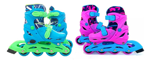 Roller Skate Patin Extensibles Rosa Celeste 2 Talles Niños