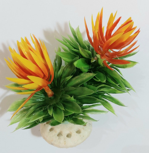 Adorno Para Pecera/ Terrario, Planta Artificial Aloe Doble