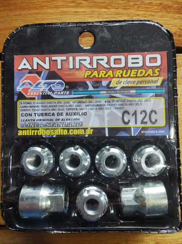 Kit Tuerca Antirrobo C/auxilio Toyota Rav Hasta 2013 L/chapa