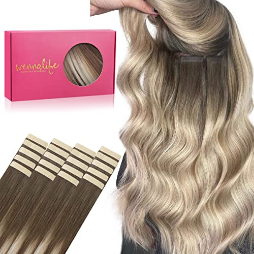 Wennalife Tape In Hair Extensions Human Hair, 20pcs Q6tpz