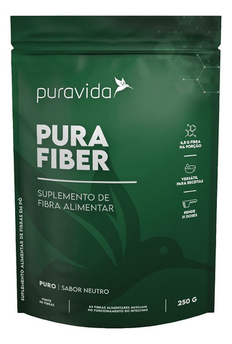 Fibra Alimentar Pura Fiber Puravida 250g Saúde Intestinal   