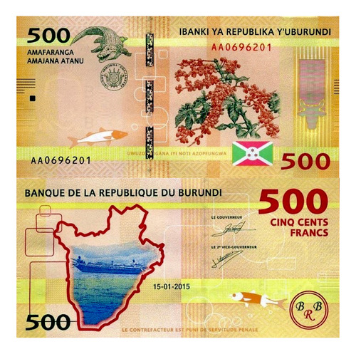 Burundi - 500 Francos - Año 2015