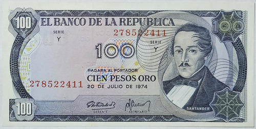 Billete 100 Pesos 20/jul/1974 Colombia Unc