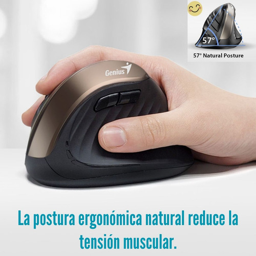 Mouse Genius Ergo 8250s Wireless Vertical - Plata Gris