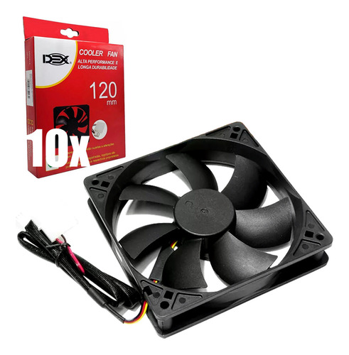 Kit 10 Cooler Fan Ventoinha 120x120 12cm 12v Gabinete Fonte