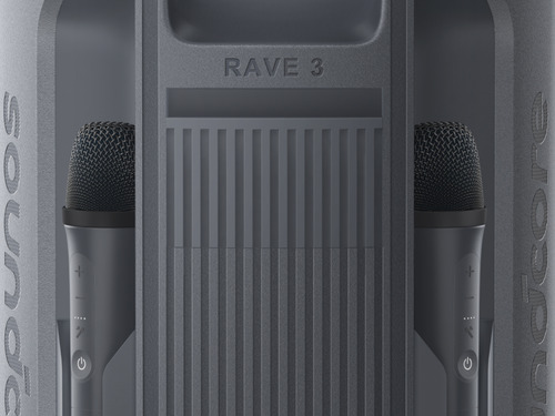Bocina Bluetooth Soundcore Rave 3S 160 w Con Karaoke 2 Micrófonos Eliminación de Voz Ai Reverb Luces Led y 12h Batería Portátil Para Casa O Jardín Color Negro