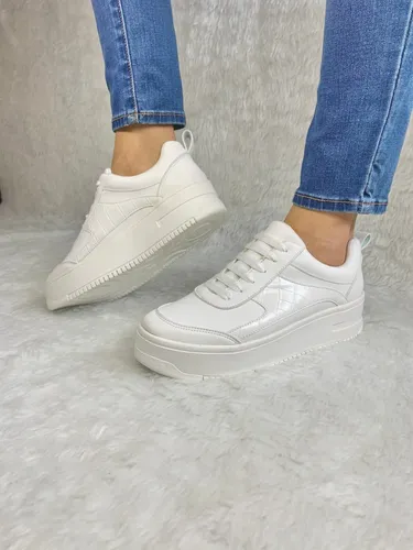 cápsula obturador banco Tenis-sneakers De Moda Urbano Dama Blanco Super Básicos Ks.