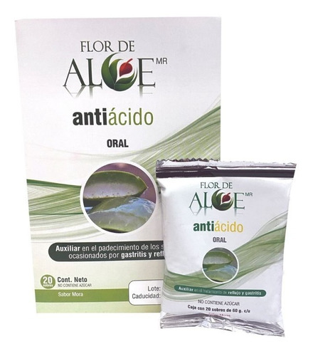 Pulpa De Aloe Vera En Sobre Sabor Mora Caja Con 20 Piezas