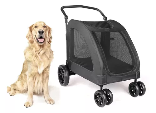 Cochecito para perros grandes – Cochecito plegable para mascotas para  perros medianos con mango ajustable, 4 ruedas con malla transpirable,  carrito