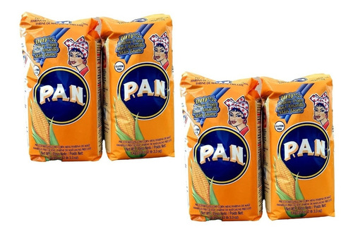 4 Harina Pan Precocida Maíz Amarillo Sin Gluten 4kg Arepas M