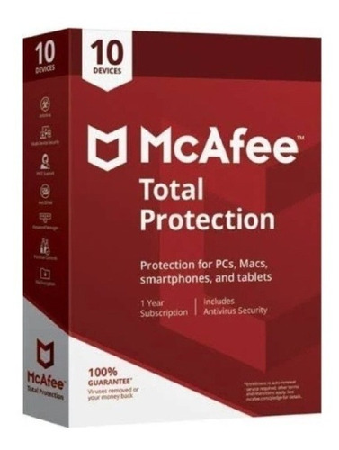 Mcafee Total Protection - Licencia Por 1 Año 10 Dispositivos