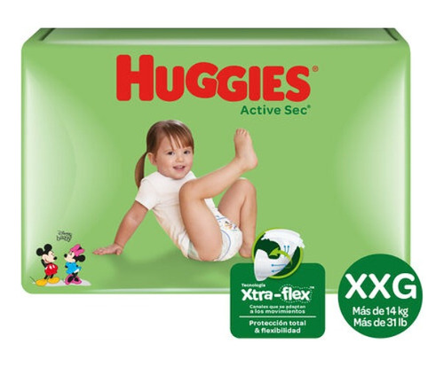 Pañales Huggies Active Sec Unisex (4x28) 112 Uds Talla Xxg