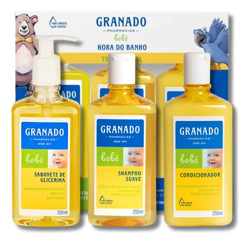 Kit Granado Bebê Trio Shampoo Condicionador Sabonete Líquido Pres...