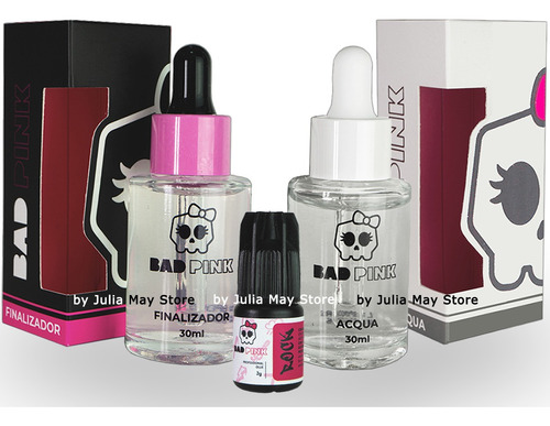 Kit Retenção Cílios Bad Pink Acqua+ Finalizador + Cola Rock