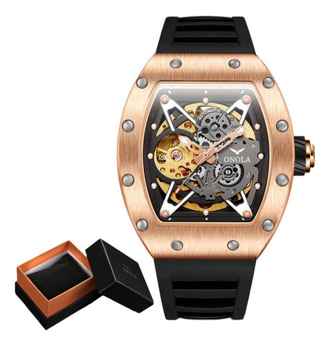 Relojes Mecánicos Huecos Onola Luxury Para Hombre Color De La Correa Rose Black