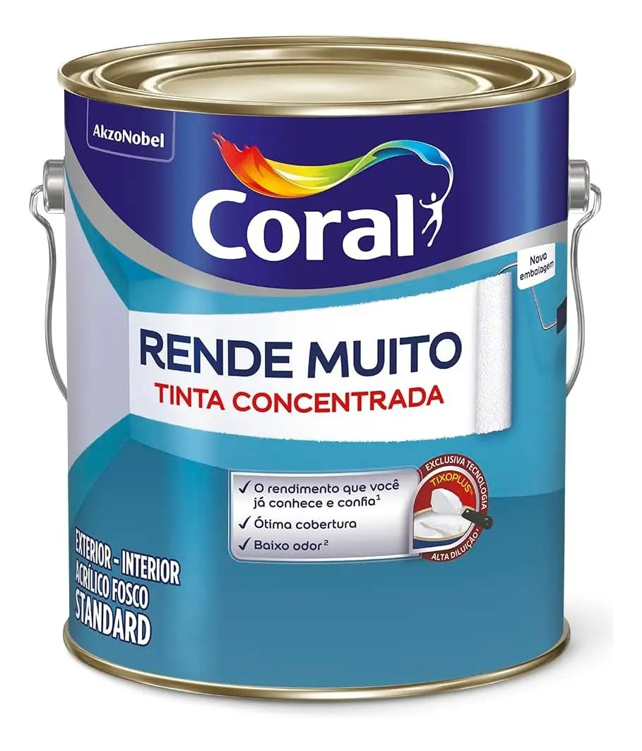 Tinta Acrílica Coral Rende Muito 3200ml Cor Cinza Alpino 3,2L exterior e interior
