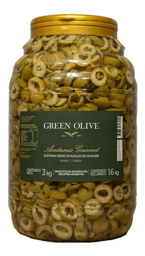 Imagen 1 de 6 de Aceitunas Verdes Rodajadas X2kg Esc.