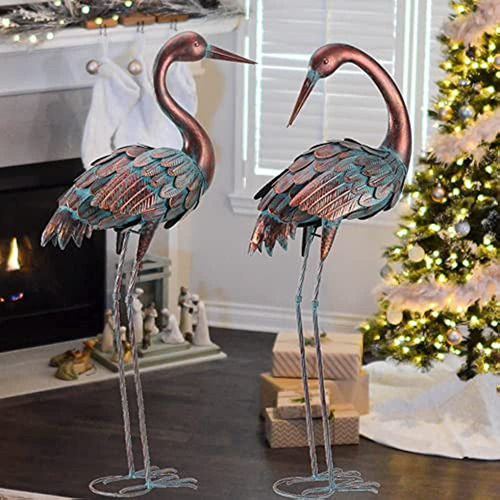 Crane Garden Statues Outdoor Metal Heron Yard Art Escultura 